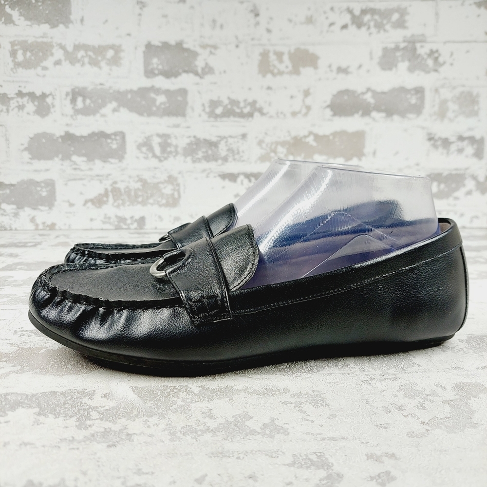 Black Leather Loafers for Women